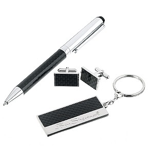 Carbon Pen Keyring And Cufflink Set