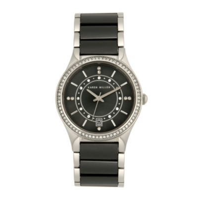 Karen Millen Black Ceramic and Stainless Steel Bracelet Watch