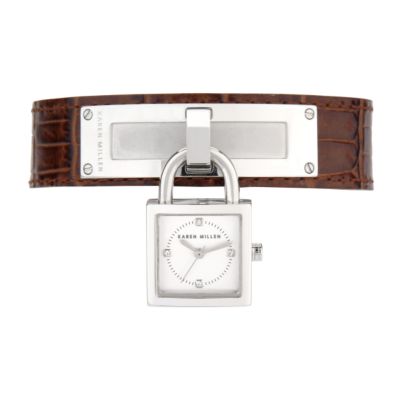 Karen Millen Brown Leather Padlock Watch - Product number 6354718