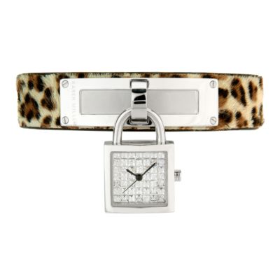 Karen Millen Ladies' Animal Print Padlock Watch - Product number 6354815