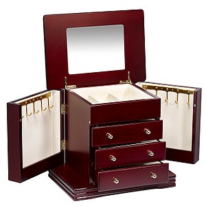 Classic Collection Square Mahogany Finish Jewellery Box