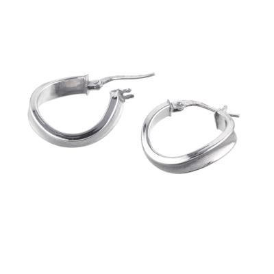 9ct white gold creole earrings