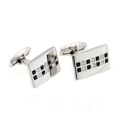 Square Mile black and white crystal cufflinks