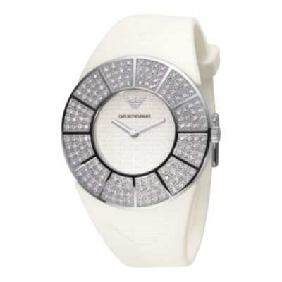 Emporio Armani ladies' white strap watch
