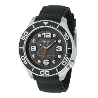 dkny mens black strap watch