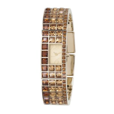 DKNY ladies' gold-plated amber stone bangle watch - Product number 6359906