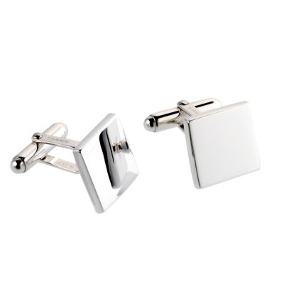 Silver square post cufflink