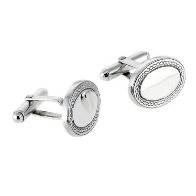 Carrs of Sheffield Mens Engine Turned Oval Cufflinks