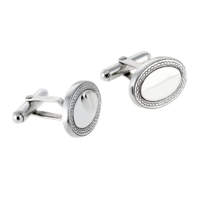 Carrs of Sheffield Men` Engine Turned Oval Cufflinks