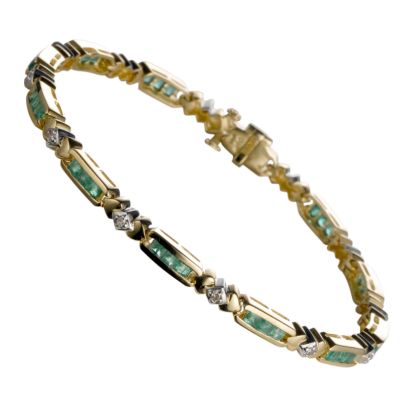 9ct gold emerald and diamond bracelet - Product number 6360858