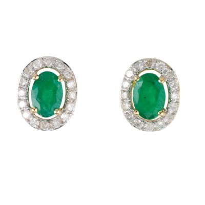 18ct gold emerald and diamond earrings - Product number 6360866