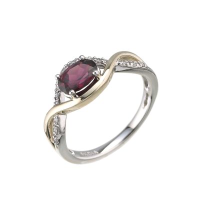 9ct two colour gold diamond and Brazilian garnet ring - Product number 6363644
