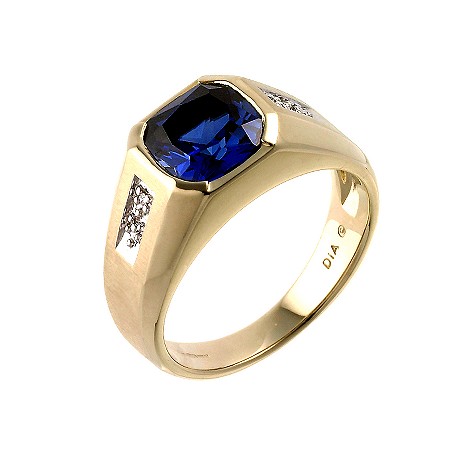 9ct gold diamond created sapphire ring
