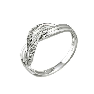 9ct white gold diamond cross over ring - Product number 6367275