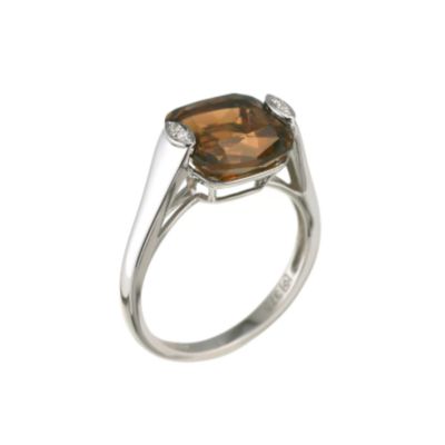 9ct white gold diamond and smoky quartz ring - Product number 6368603