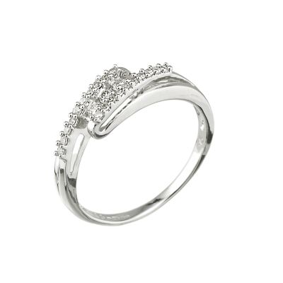 9ct white gold diamond cross over ring - Product number 6368867
