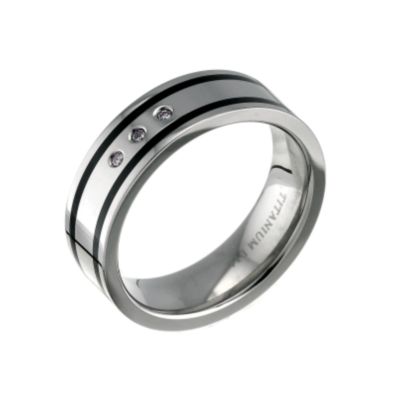 Titanium diamond and black enamel ring - Product number 6370047