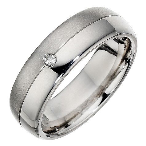Titanium matt and polished diamond ring
