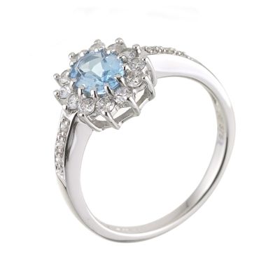 Unbranded 9ct White Gold Blue Topaz and Cubic Zirconia