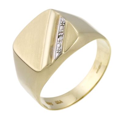 9ct Yellow Gold Diamond Signet Ring - Product number 6375723