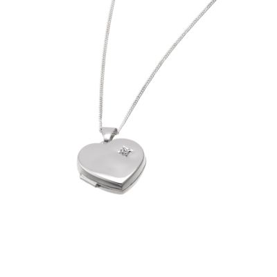 Sterling Silver Diamond Set Heart Locket