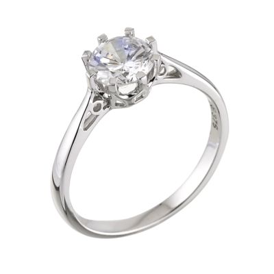 9ct White Gold Cubic Zirconia 1 Carat Look Solitaire Ring