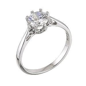 9ct White Gold Cubic Zirconia 1 Carat Look Solitaire Ring