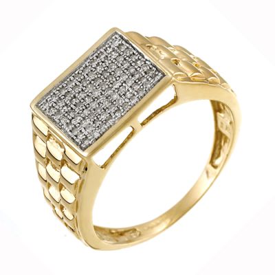 H Samuel 9ct Yellow Gold Quarter Carat Diamond Signet Ring