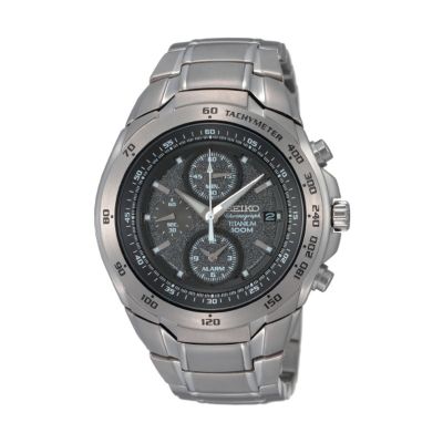 Seiko mens grey dial chronograph bracelet watch