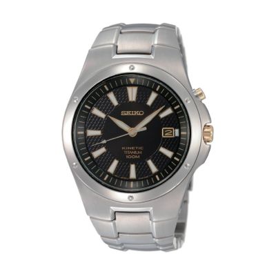 seiko Kinetic mens titanium bracelet watch