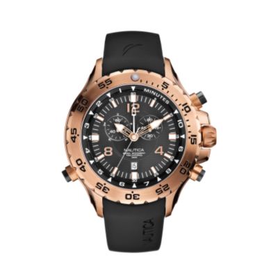 nautica mens yachting black resin strap watch