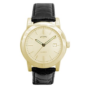 Classic Men` Gold-Plated Champagne Dial Strap Watch