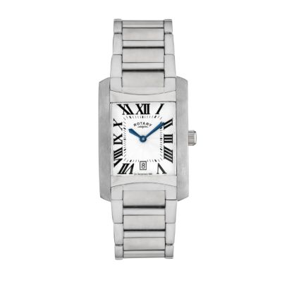 Rotary Core Men` Rectangular Dial Steel Bracelet Watch