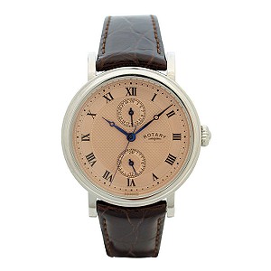 Core Men` Dual Dial Brown Leather Strap Watch