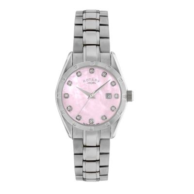 Rotary Rocks Ladies' Diamond Set Mother of Pearl Stainless Steel Bracelet Watch - Product number 6386334