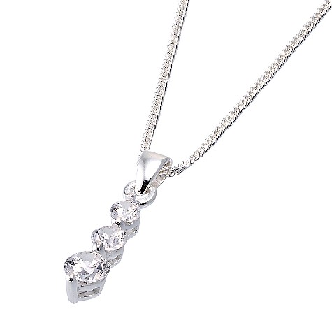Sterling silver cubic zirconia trilogy pendant