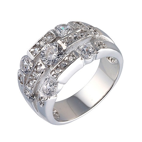 silver cubic zirconia ring - size p