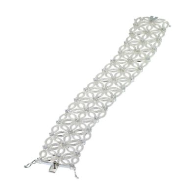 Sterling silver cubic zirconia mesh bracelet