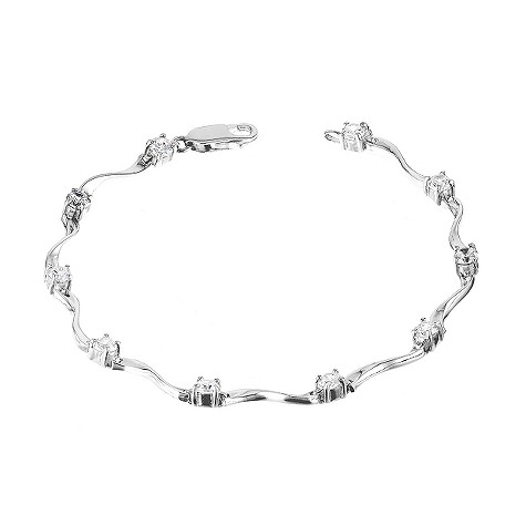Sterling silver cubic zirconia wave bracelet