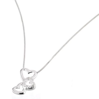 Sterling silver cubic zirconia three heart