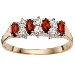 9ct gold Garnet and Cubic Zirconia Ring