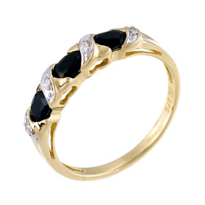 9ct Yellow Gold Cubic Zirconia Sapphire Ring - Product number 6390080