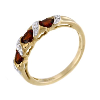 9ct Yellow Gold Cubic Zirconia Red Garnet Ring - Product number 6390226