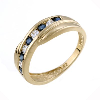 9ct gold Sapphire and Cubic Zirconia Crossover