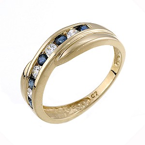 9ct gold Sapphire and Cubic Zirconia Crossover