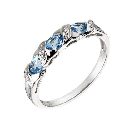 9ct White Gold Cubic Zirconia Blue Topaz Eternity Ring - Product number 6391192