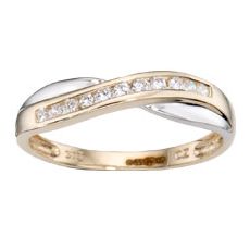 9ct 2 Colour Gold Cubic Zirconia Crossover Ring