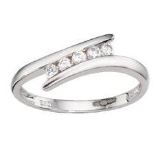 9ct White Gold Cubic Zirconia 5 Stone Twist Ring