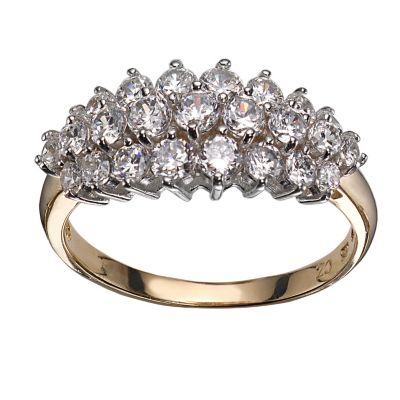 9ct gold Cubic Zirconia Claw-set Cluster Ring