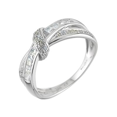 9ct White Gold Cubic Zirconia Crossover Ring - Product number 6394345
